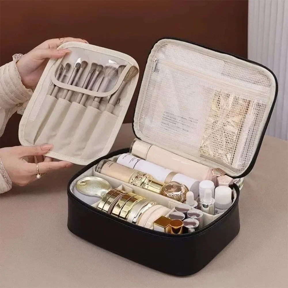 Black Large Capacity Multi-Compartment Travel Toiletry‎ Cosmetic Bag BRAND-NEW - Picture 4 of 8